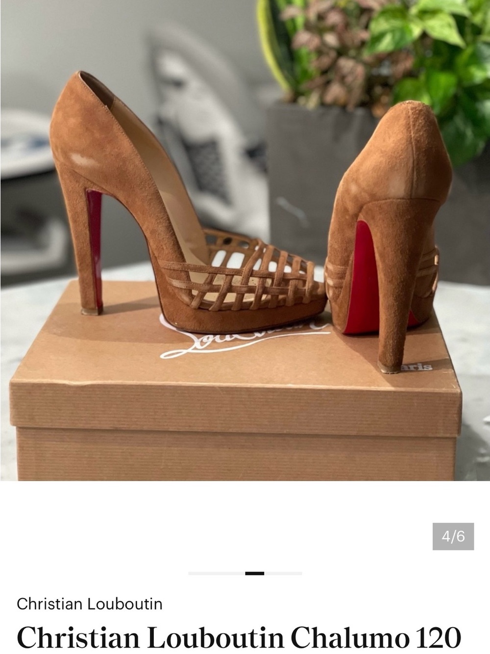 Christian Louboutin Tan Suede Woven Chalumo Pumps with Red Soles